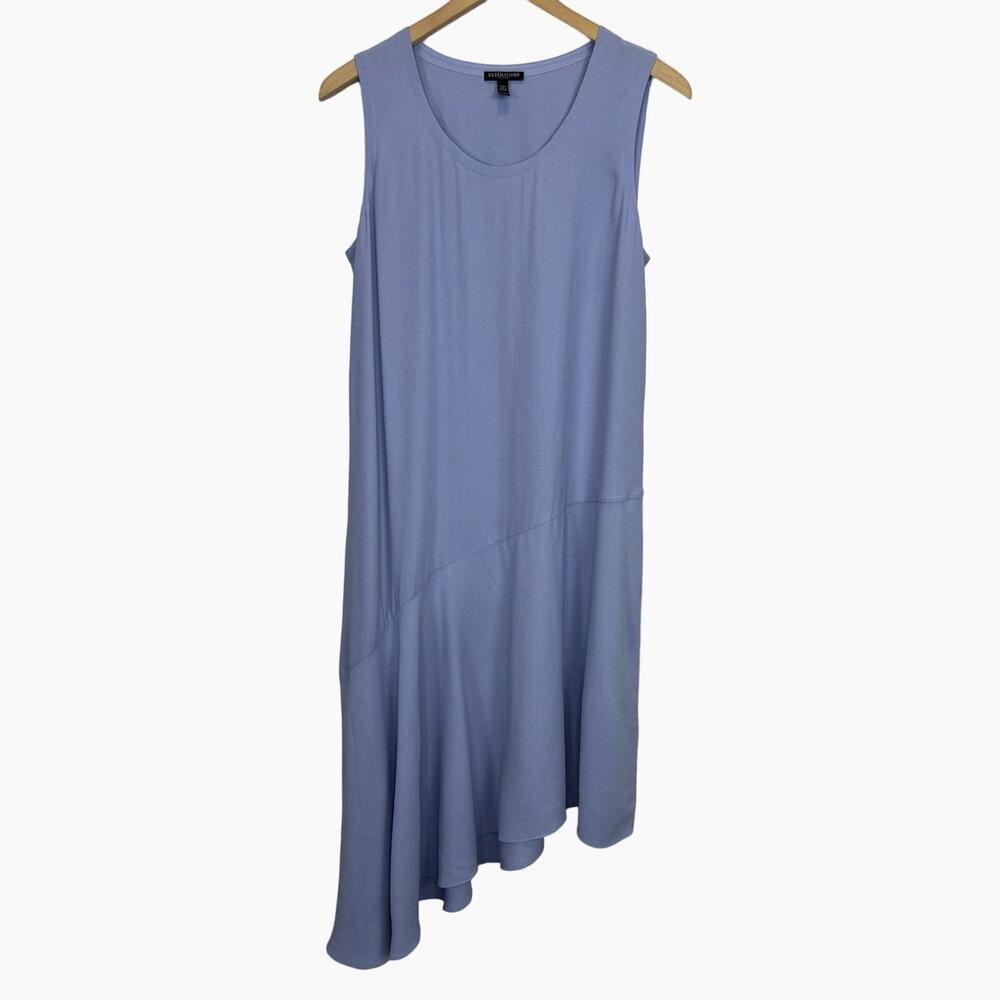 Eileen Fisher Lavender Asymmetrical Midi Dress 100% Silk